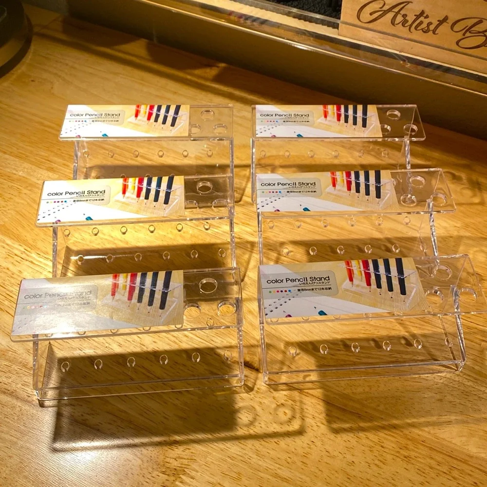 JAPAN - Clear Acrylic Pencil Holders (Lot 6) NEW